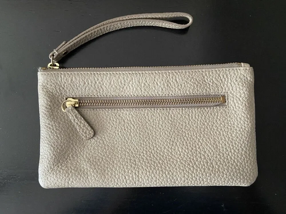14th & UNION Taupe Leather Wristlet